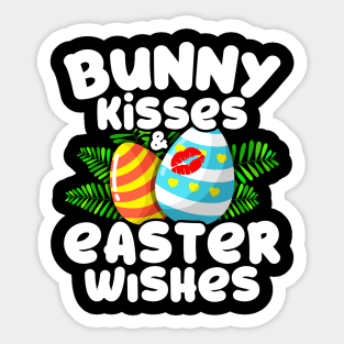 Bunny Kisses Easter Wishes Funny Easter Eggs Saying Gift Sticker